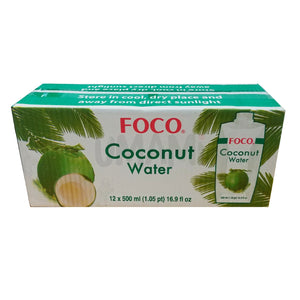 Foco Kokoswasser Natur 500ml x 12 Flaschen (KARTONBESTELLUNG - Kann nicht mit anderen Artikeln gemeinsam verrechnet und versandt werden!)